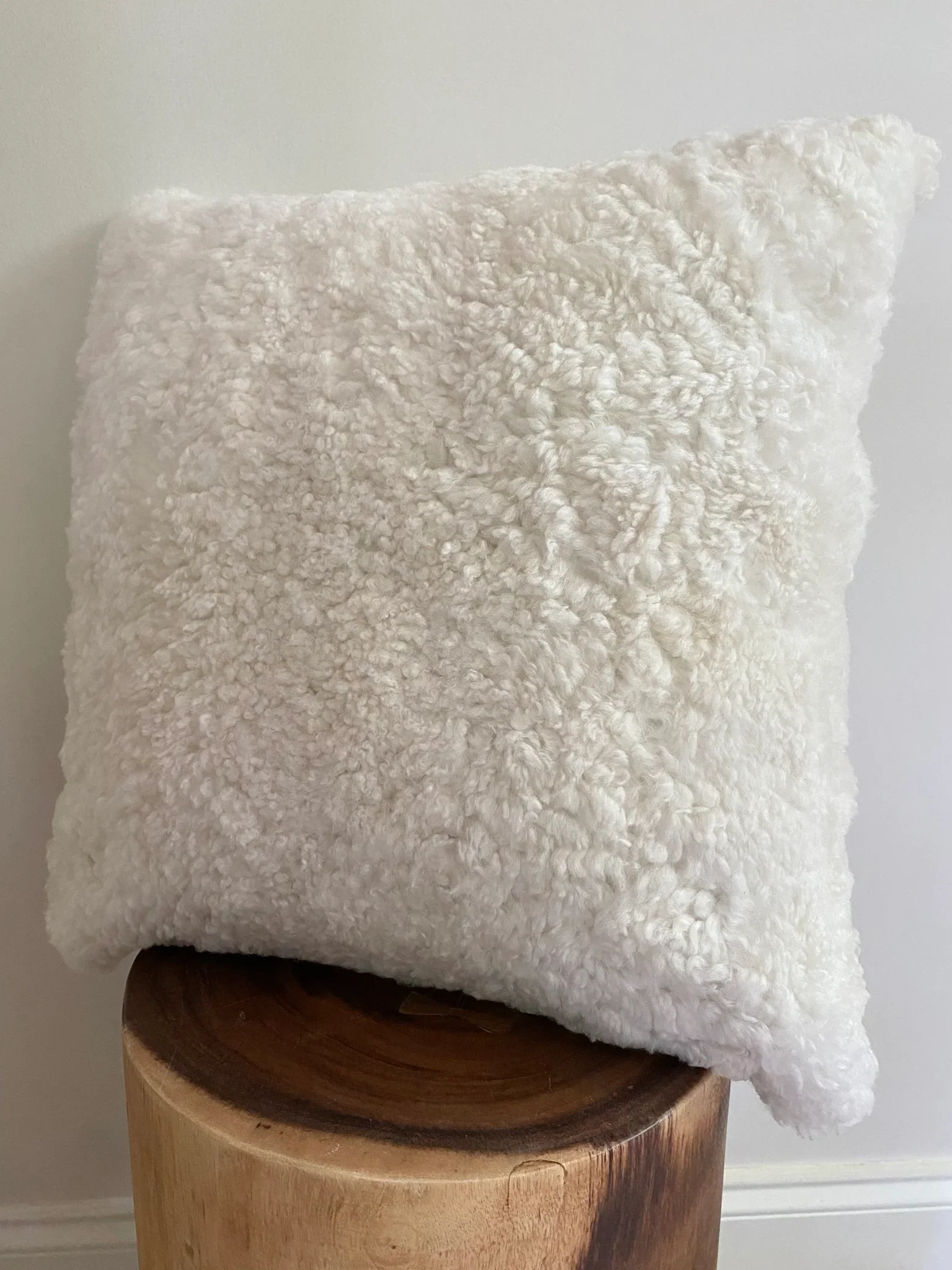 20” x 20” Ivory Shearling Sheepskin Pillowcase - Image 4